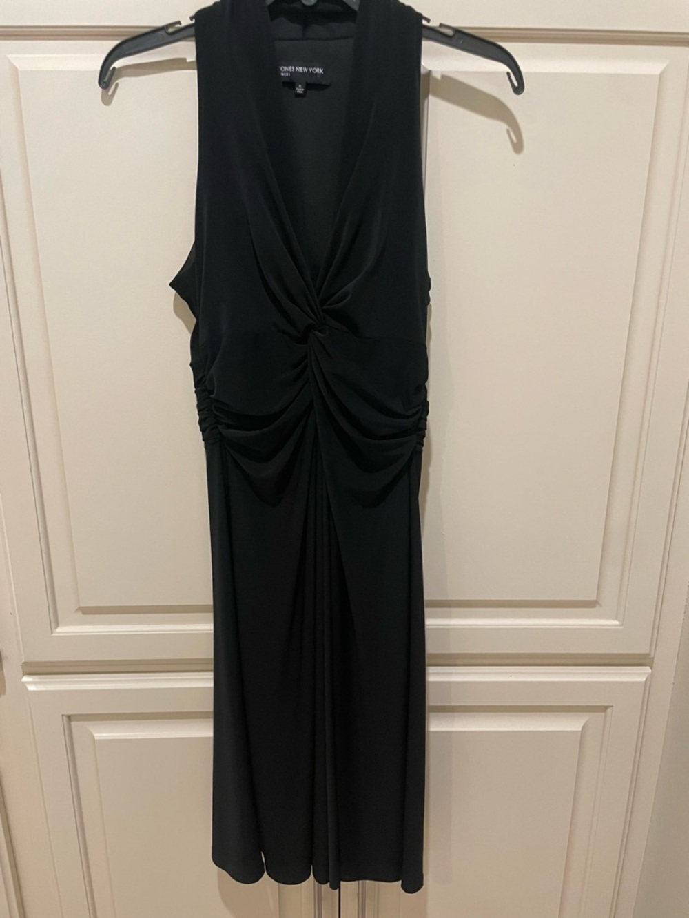Jones New York Jersey Black Sleeveless Knot-Front Midi Dress